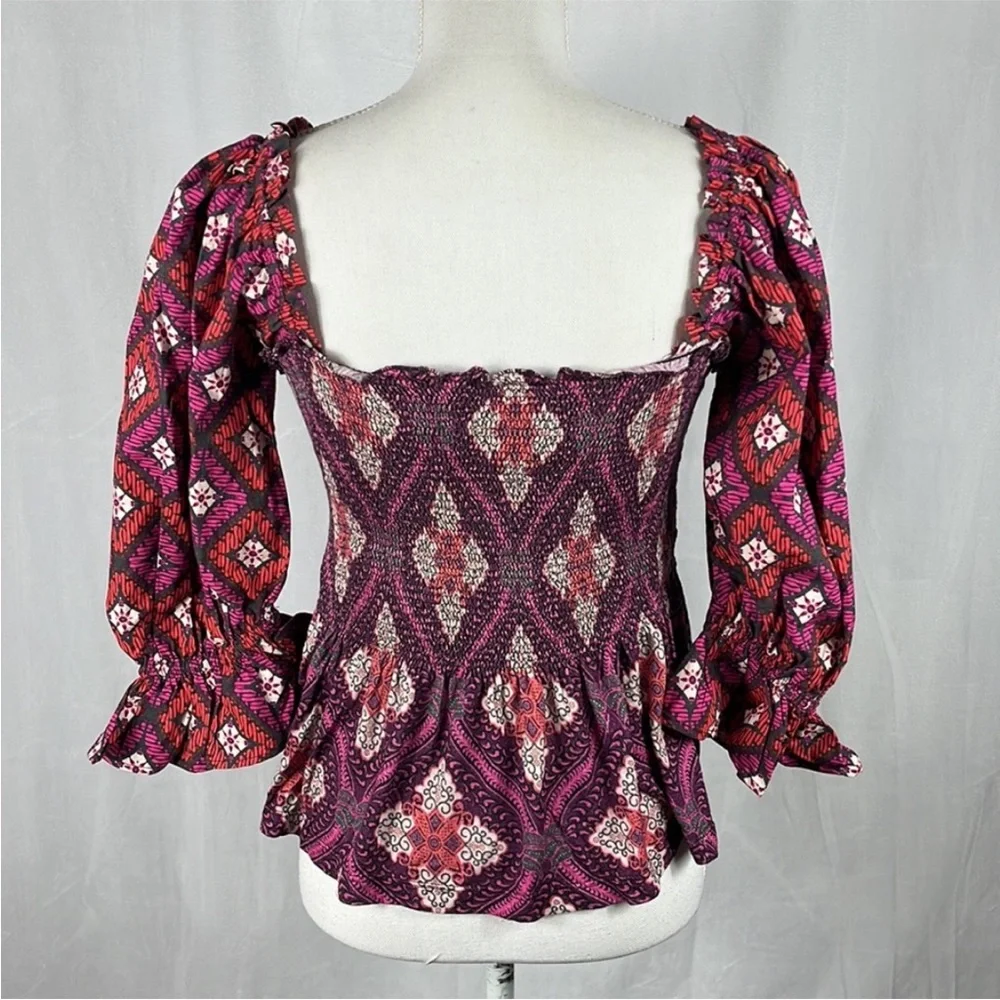 Anthropologie Conditions Apply Smocked
Sweetheart Blouse Pink Purple Small - Picture 9 of 10